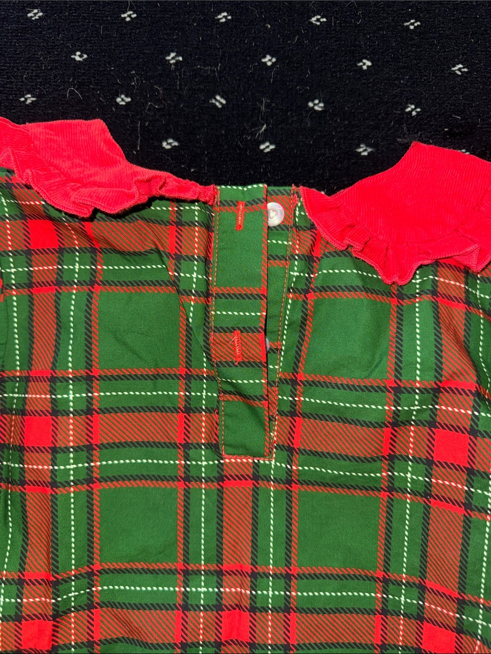 Holiday Plaid Green and Red Long-Sleeve Kids Dress - Picture 4 of 6